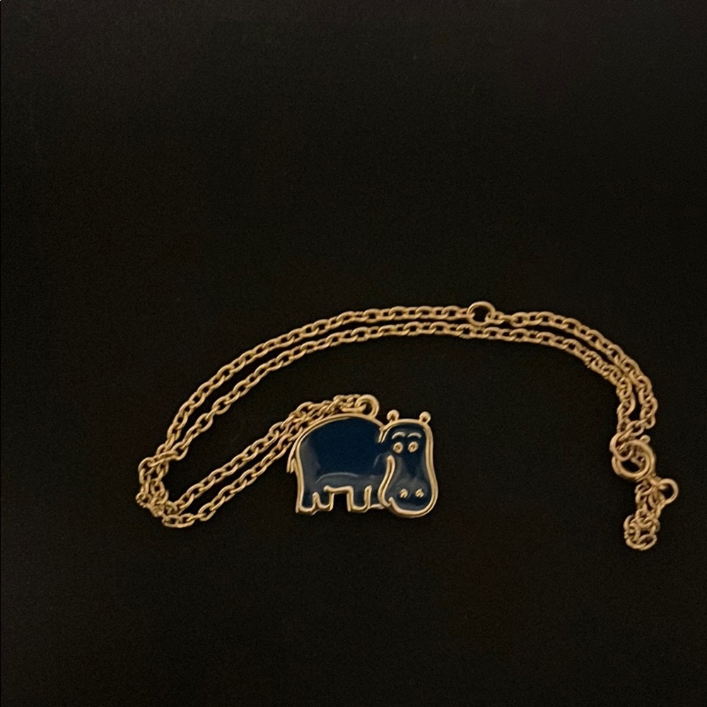 Emmons Rare Vintage Gold Hippo Pendant Necklace